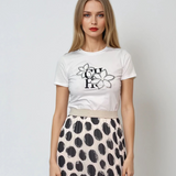 Tricou cu imprimeu floral cu paiete alb