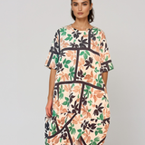 Rochie stil balon cu buzunare și print negru