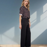 Cămașă cu legătură și print căței negru