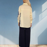 Cămașă damă lejeră cu print floare galben