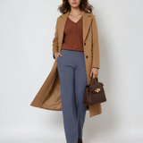 Pantaloni tricot office albastru