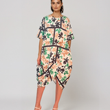 Rochie stil balon cu buzunare și print negru