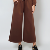 Fustă pantalon cu buzunare și șnur maro