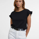 Tricou din bumbac cu volane la umeri ORSAY negru