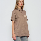 Cămașă cu fundiță din paiete grej