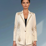 Sacou brodat din vâscoză și in beige