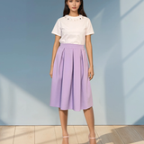 Fustă cu pliuri și elastic în spate lila