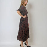 Rochie lungă vaporoasă din voal cu print floral negru