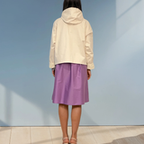 Jachetă lejeră cu glugă crem