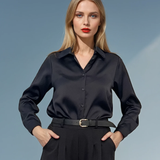 Cămașă din satin bleumarin