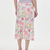 Fustă midi peste genunchi cu imprimeu floral  ORSAY alb-flori