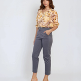 Pantaloni stretch cu nasturi decorativi bleumarin