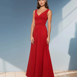 Rochie lungă cu decolteu în V rosu