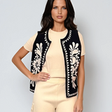 Vestă cu model traditional negru-alb