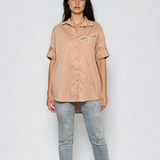 Cămașă cu fundiță din paiete crem