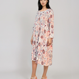Rochie cu print oriental și buzunare gri