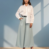 Cămașă din bumbac cu mânecă detașabilă și strasuri alb