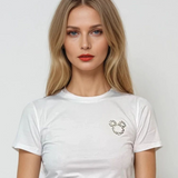 Tricou cu Mickey din strasuri alb