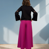 Cămașă din bumbac cu dantelă la tiv și mâneci negru