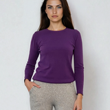 Pulover călduros cu guler rotund mov