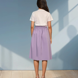 Fustă cu pliuri și elastic în spate lila