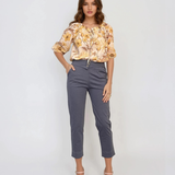 Bluză din bumbac imprimată floral galben