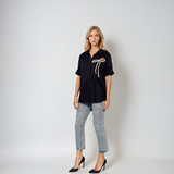 Cămașă cu fundiță din paiete bleumarin