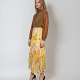 Bluza voal cu mâneci tulle polka dots beige