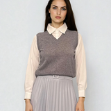 Vestă cu mâneci si guler cămasă gri