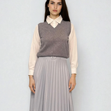 Vestă cu mâneci si guler cămasă gri