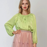 Bluză elegantă satinatǎ vernil