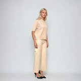 Pulover gros cu mânecă scurtă crem