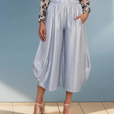 Pantaloni stil balon cu buzunare bleu