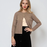 Jachetă tricotată cu nasturi aurii beige
