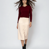 Fustă midi tricotată cu buzunare alb