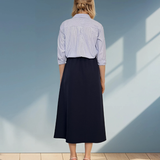 Cămașă cu dungi și flori croșetate albastru