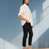 Cămașă largă cu broderie față și spate alb