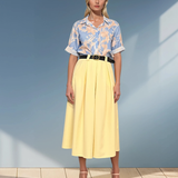 Cămașă mânecă scurtă cu print floral bleu