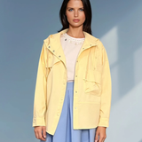 Jachetă lejeră cu glugă și capse galben