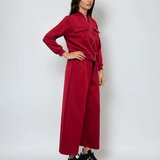 Jachetă cu buzunare și fermoar grena