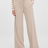 Pantaloni lungi largi fluizi cu buzunare ORSAY crem