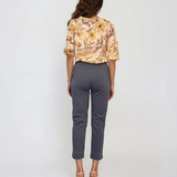 Pantaloni stretch cu nasturi decorativi bleumarin