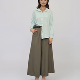 Cămașă din vâscoză cu mânecă lungă aqua