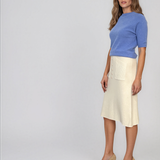 Fustă midi din tricot crem PN140