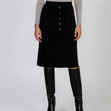 Fustă midi din tricot negru PN140