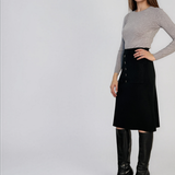 Fustă midi din tricot negru PN140