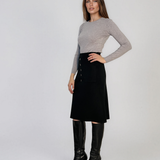 Fustă midi din tricot negru PN140