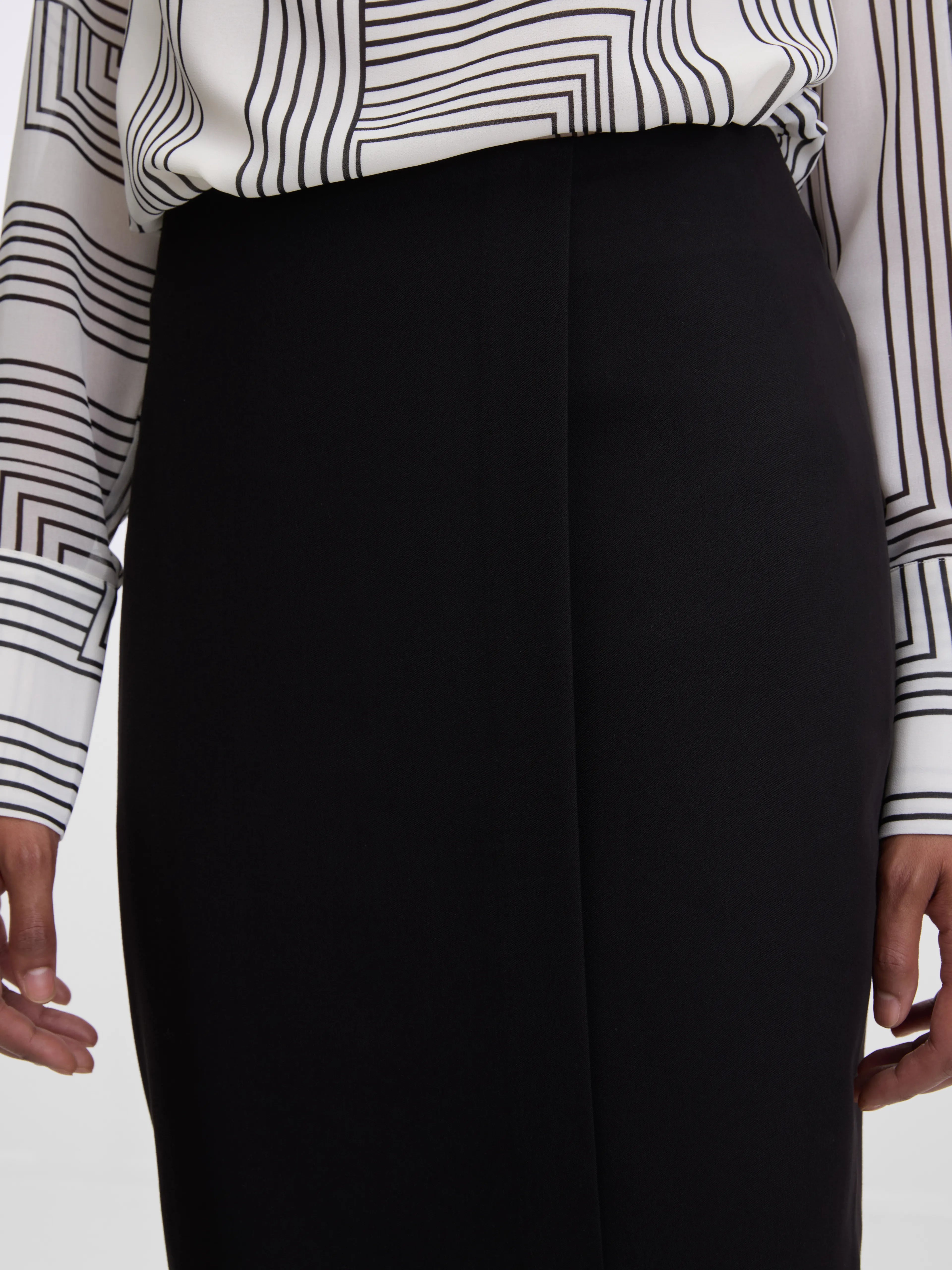 Fustă midi dreaptă cu aspect petrecut de birou neagră ORSAY negru ORS009
