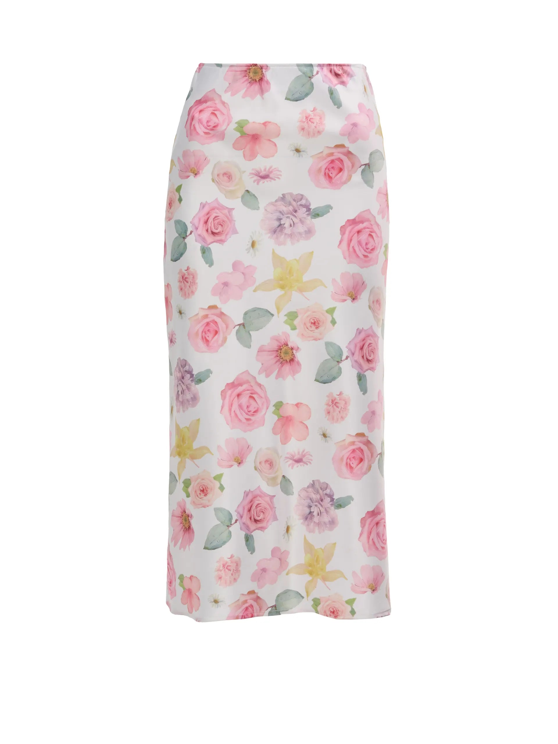 Fustă midi peste genunchi cu imprimeu floral  ORSAY alb-flori ORS017