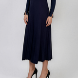 Fustă midi plisată din tricot fin bleumarin DY740